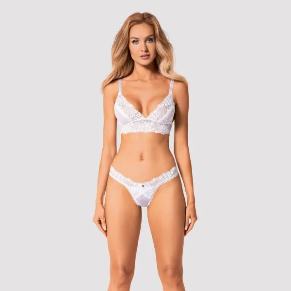 Obsessive Set Heavenlly - Romantischer Soft-BH & String weiß XL/2XL