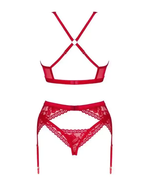 Obsessive Lacelove Set - Rotes Spitzen-Straps-Set rot XS/S Obsessive Lacelove Set - Rotes Spitzen-Straps-Set rot XS/S