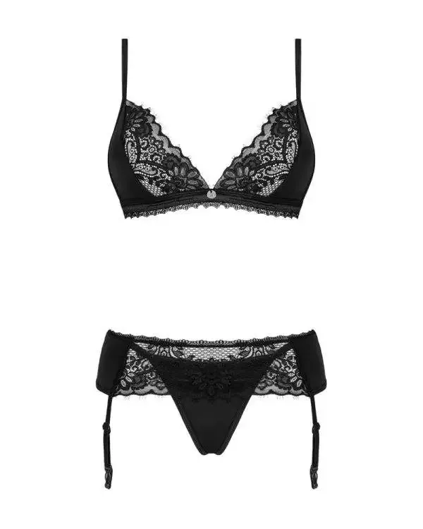 Obsessive Maderris Set - Soft-BH, Strapsgurt & String schwarz XS/S