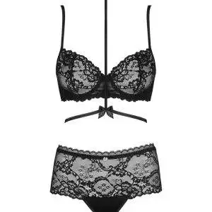 Obsessive Raquelia Set - Bügel-BH, High Waist String & Harness schwarz L/XL Obsessive Raquelia Set - Bügel-BH, High Waist String & Harness schwarz L/XL – Bild 3