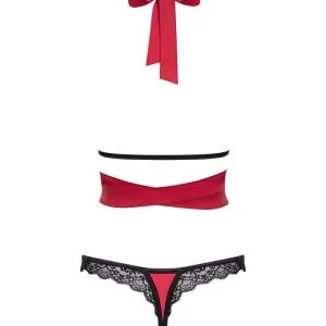 Obsessive Sensuelia Dessous-Set, Wickel-Top & String, Stretchsatin & Spitze rot S/M Obsessive Sensuelia Dessous-Set, Wickel-Top & String, Stretchsatin & Spitze rot S/M – Bild 4