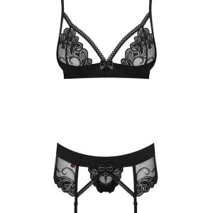 Obsessive Wonderia Set - 3-teiliges Set: Soft-BH, Strapsgurt & String schwarz L/XL Obsessive Wonderia Set - 3-teiliges Set: Soft-BH, Strapsgurt & String schwarz L/XL – Bild 3