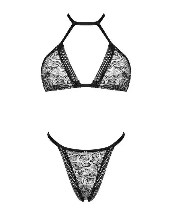 Obsessive Xenita Set - Animal-Print mit Spitzenbesatz L/XL