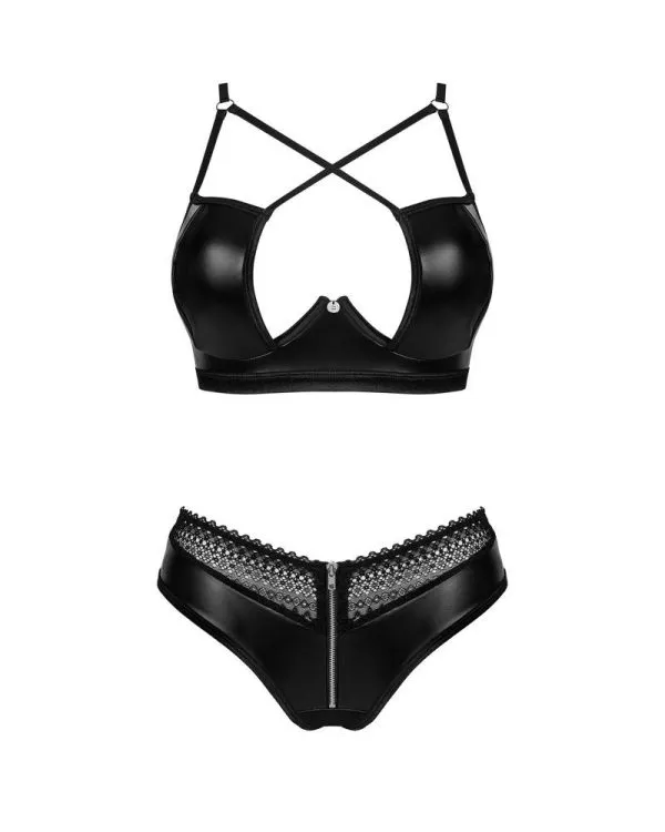 Obsessive Xenita Set - Animal-Print mit Spitzenbesatz schwarz M/L Obsessive Xenita Set - Animal-Print mit Spitzenbesatz schwarz M/L