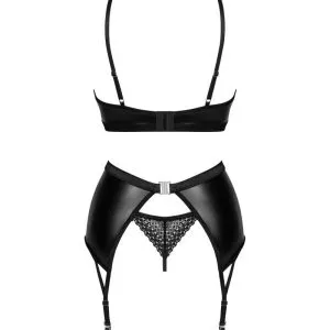 Obsessive Norides Set - Wetlook BH, Strapsgurt & String schwarz XL/2XL Obsessive Norides Set - Wetlook BH, Strapsgurt & String schwarz XL/2XL – Bild 4