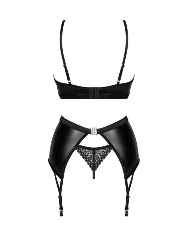 Obsessive Norides Set - Wetlook BH, Strapsgurt & String schwarz XL/2XL Obsessive Norides Set - Wetlook BH, Strapsgurt & String schwarz XL/2XL