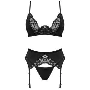 Obsessive Bellastia Set - Verführerisches 3-teiliges Set mit Spitzen-Details schwarz XL/2XL Obsessive Bellastia Set - Verführerisches 3-teiliges Set mit Spitzen-Details schwarz XL/2XL – Bild 3