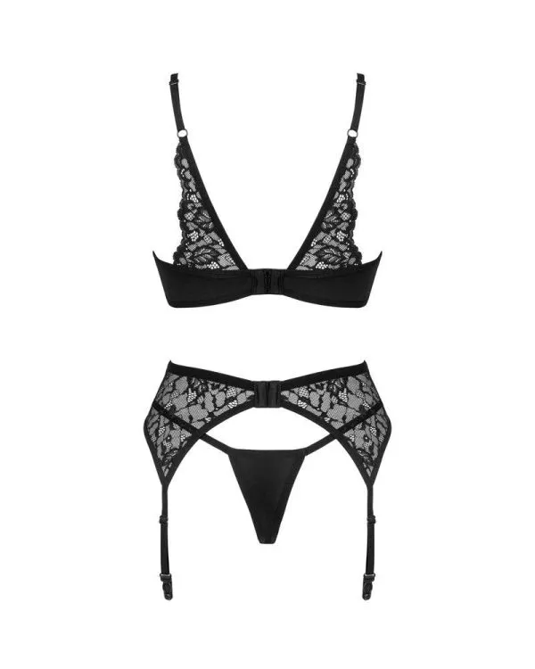 Obsessive Bellastia Set - Verführerisches 3-teiliges Set mit Spitzen-Details schwarz XL/2XL Obsessive Bellastia Set - Verführerisches 3-teiliges Set mit Spitzen-Details schwarz XL/2XL