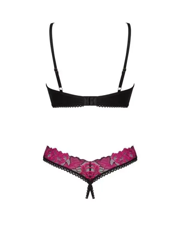Obsessive Rosenty Set - Bügel-BH & String ouvert, feine Rosenspitze schwarz XS/S Obsessive Rosenty Set - Bügel-BH & String ouvert, feine Rosenspitze schwarz XS/S