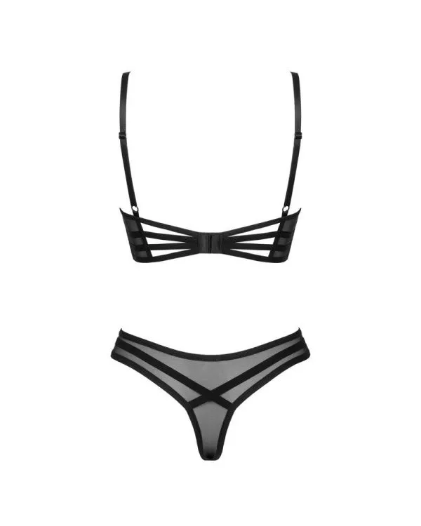 Obsessive Roxelia Set - Transparenter Bügel-BH & String mit stylischen Details schwarz XL/2XL Obsessive Roxelia Set - Transparenter Bügel-BH & String mit stylischen Details schwarz XL/2XL