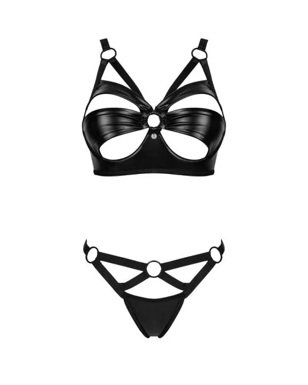 Obsessive Armares - Wetlook Set mit Bügel-BH & String schwarz XL/2XL Obsessive Armares - Wetlook Set mit Bügel-BH & String schwarz XL/2XL