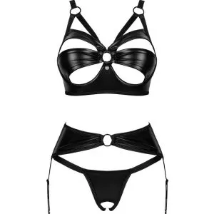 Obsessive Armares Set - Wetlook BH, Strapsgurt & String ouvert schwarz XL/2XL Obsessive Armares Set - Wetlook BH, Strapsgurt & String ouvert schwarz XL/2XL – Bild 3