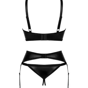 Obsessive Armares Set - Wetlook BH, Strapsgurt & String ouvert schwarz XL/2XL Obsessive Armares Set - Wetlook BH, Strapsgurt & String ouvert schwarz XL/2XL – Bild 4