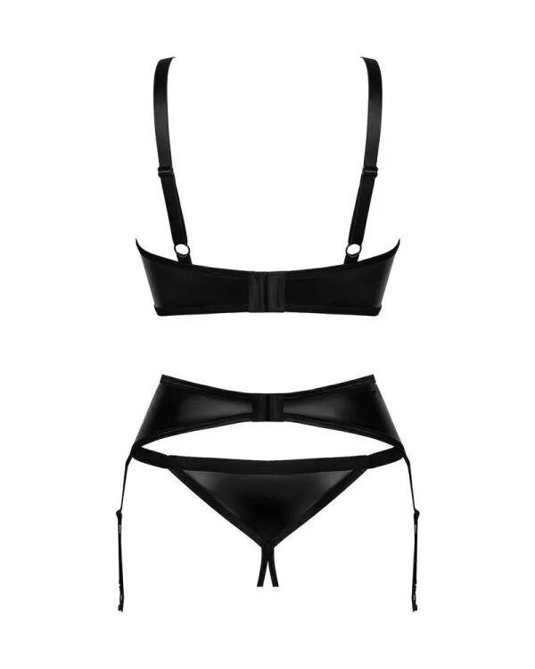 Obsessive Armares Set - Wetlook BH, Strapsgurt & String ouvert schwarz XL/2XL Obsessive Armares Set - Wetlook BH, Strapsgurt & String ouvert schwarz XL/2XL