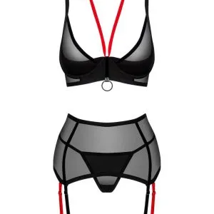 Obsessive Glandez Set - 3-teiliges Set in schwarzer Transparenz mit rotem Kontrast schwarz XL/2XL Obsessive Glandez Set - 3-teiliges Set in schwarzer Transparenz mit rotem Kontrast schwarz XL/2XL – Bild 3