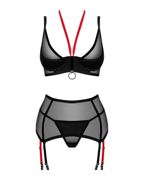 Obsessive Glandez Set - 3-teiliges Set in schwarzer Transparenz mit rotem Kontrast schwarz XL/2XL Obsessive Glandez Set - 3-teiliges Set in schwarzer Transparenz mit rotem Kontrast schwarz XL/2XL