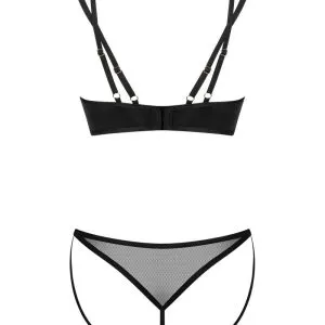 Obsessive Set Nesari - BH & String, stylisches Design, feine Netz-Einsätze, verstellbare Doppelträger, zusätzliche Riemchen über dem Po schwarz XL/2XL Obsessive Set Nesari - BH & String, stylisches Design, feine Netz-Einsätze, verstellbare Doppelträger, zusätzliche Riemchen über dem Po schwarz XL/2XL – Bild 4