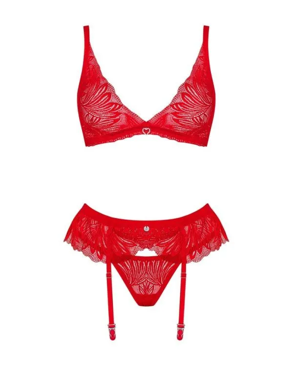 Obsessive Chilisa Set - Verführerisches Dessous-Set aus Spitze rot XS/S