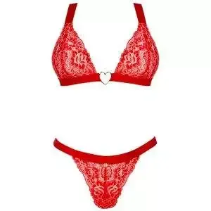 Obsessive Elianes Dessous-Set - Rote Blütenspitze, goldene Details () rot XS/S Obsessive Elianes Dessous-Set - Rote Blütenspitze, goldene Details () rot XS/S – Bild 3