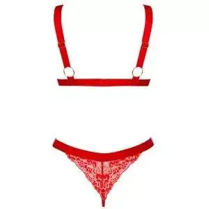 Obsessive Elianes Dessous-Set - Rote Blütenspitze, goldene Details () rot XS/S Obsessive Elianes Dessous-Set - Rote Blütenspitze, goldene Details () rot XS/S – Bild 4