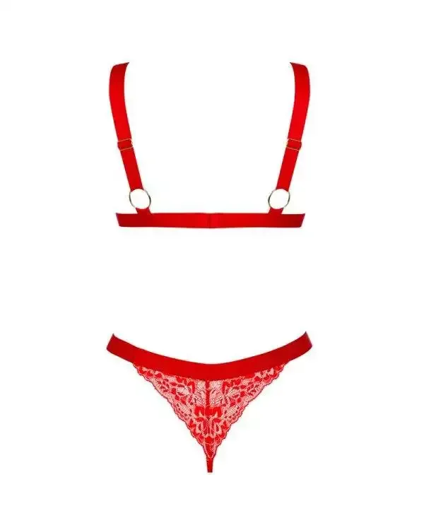 Obsessive Elianes Dessous-Set - Rote Blütenspitze, goldene Details () rot XS/S Obsessive Elianes Dessous-Set - Rote Blütenspitze, goldene Details () rot XS/S
