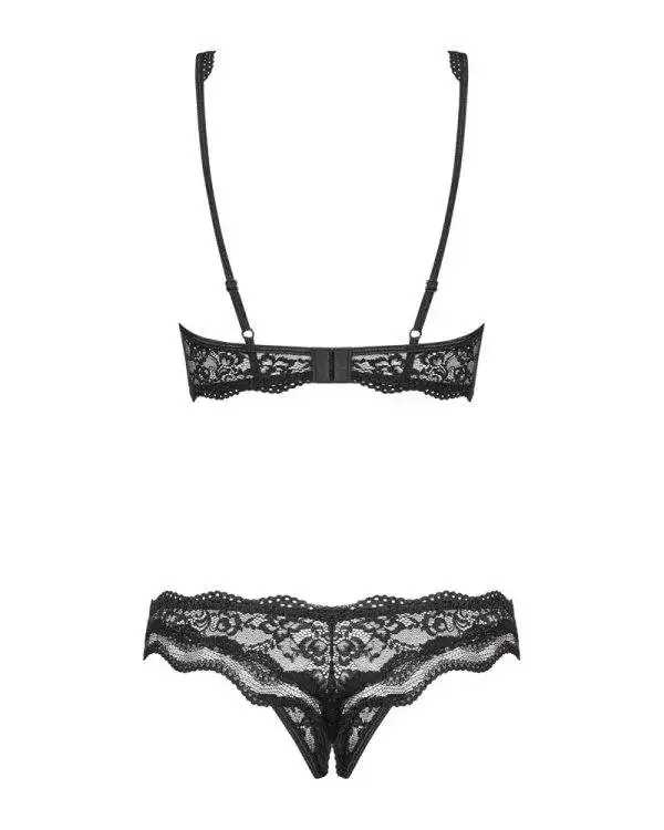 Obsessive Hebe-Set mit Spitze, verstellbaren Trägern und Perlendetail schwarz L/XL Obsessive Hebe-Set mit Spitze, verstellbaren Trägern und Perlendetail schwarz L/XL