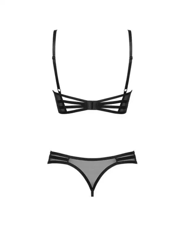 Obsessive Serafia Ouvert-Set, schwarze Blütenspitze schwarz M/L Obsessive Serafia Ouvert-Set, schwarze Blütenspitze schwarz M/L