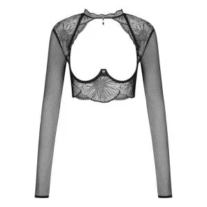 Obsessive Mibelia - Busenfreies Langarm-Top, Stretchnetz & Blütenspitze schwarz XS/S Obsessive Mibelia - Busenfreies Langarm-Top, Stretchnetz & Blütenspitze schwarz XS/S – Bild 5