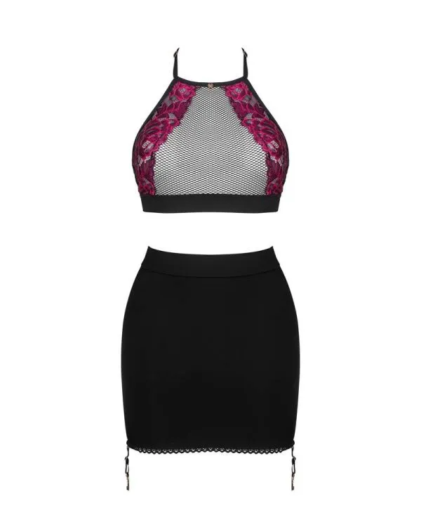 Obsessive Rosenty Top und Straps-Rock Set - feine Rosenspitze - pink - Größe beachten! Obsessive Rosenty Top und Straps-Rock Set - feine Rosenspitze - pink - Größe beachten!