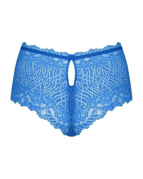Obsessive Bella Rou Slip - Schwarzer Slip mit besticktem Tüll blau S/M Obsessive Bella Rou Slip - Schwarzer Slip mit besticktem Tüll blau S/M