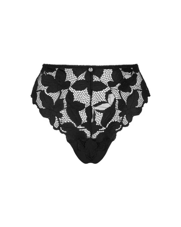 Obsessive Editya Panty - Schwarzes, verführerisches Höschen mit femininer Spitze und sexy Schnitt schwarz XS/S