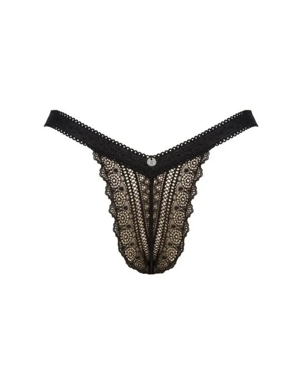 Obsessive Elizenes Panty - Transparente Spitze, String-Einsatz schwarz M/L