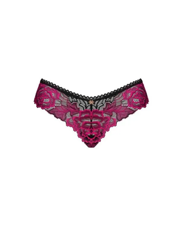 Obsessive Sugestina - Verführerischer String mit Samt-Applikationen schwarz M/L