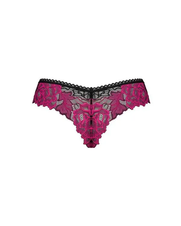 Obsessive Sugestina - Verführerischer String mit Samt-Applikationen schwarz M/L Obsessive Sugestina - Verführerischer String mit Samt-Applikationen schwarz M/L