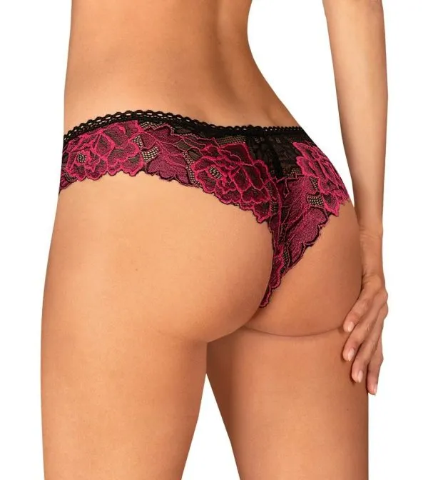 Obsessive Sugestina - Verführerischer String mit Samt-Applikationen schwarz M/L