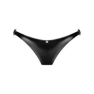 Obsessive Viranes - Knapper Wetlook-Slip mit Schmuckelement und dekorativen Ringen schwarz XS/S Obsessive Viranes - Knapper Wetlook-Slip mit Schmuckelement und dekorativen Ringen schwarz XS/S – Bild 3
