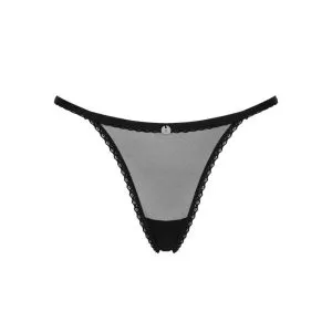 Obsessive Celia Noir - String ouvert aus Tüll mit Stickerei schwarz M/L Obsessive Celia Noir - String ouvert aus Tüll mit Stickerei schwarz M/L – Bild 3