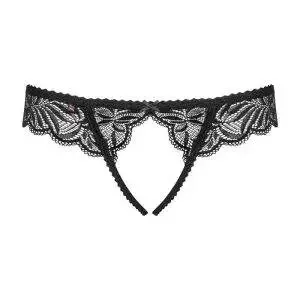 Obsessive Contica-Tanga - Offener Schritt, Spitzenmaterial, frivole Schleife schwarz L/XL Obsessive Contica-Tanga - Offener Schritt, Spitzenmaterial, frivole Schleife schwarz L/XL – Bild 3