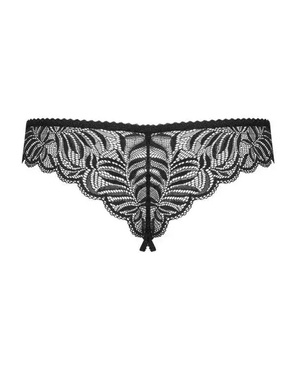 Obsessive Contica-Tanga - Offener Schritt, Spitzenmaterial, frivole Schleife schwarz L/XL Obsessive Contica-Tanga - Offener Schritt, Spitzenmaterial, frivole Schleife schwarz L/XL