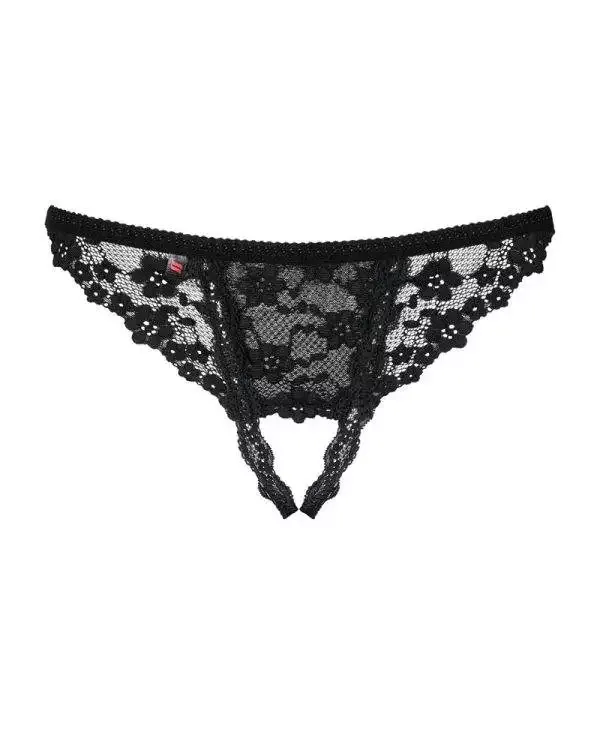 Obsessive String ouvert Letica - Schwarzer Spitzen-Tanga schwarz L/XL