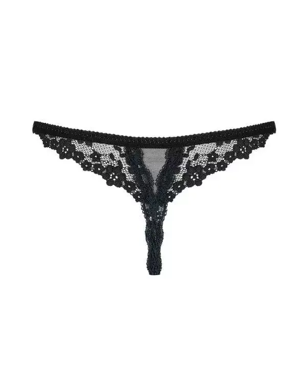 Obsessive String ouvert Letica - Schwarzer Spitzen-Tanga schwarz L/XL Obsessive String ouvert Letica - Schwarzer Spitzen-Tanga schwarz L/XL