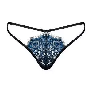 Obsessive Tienesy - High Waist String mit Glitzer-Tupfen blau S/M Obsessive Tienesy - High Waist String mit Glitzer-Tupfen blau S/M – Bild 3