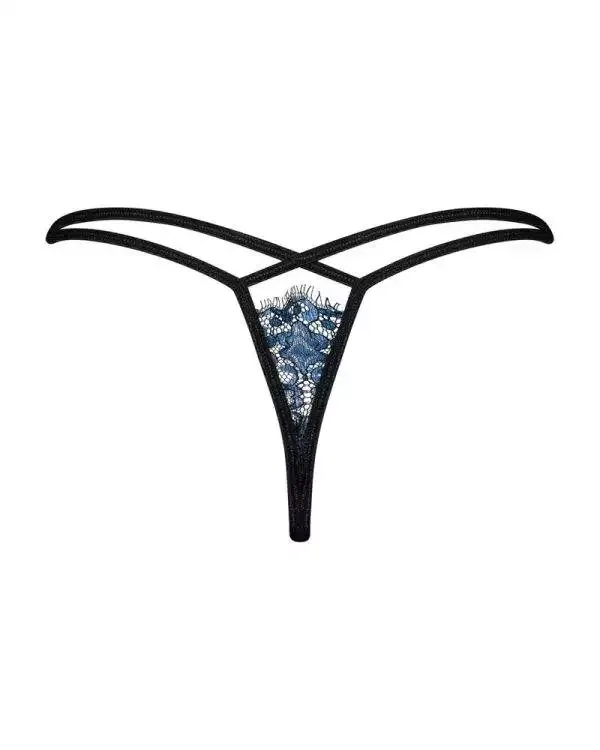 Obsessive Tienesy - High Waist String mit Glitzer-Tupfen blau S/M Obsessive Tienesy - High Waist String mit Glitzer-Tupfen blau S/M