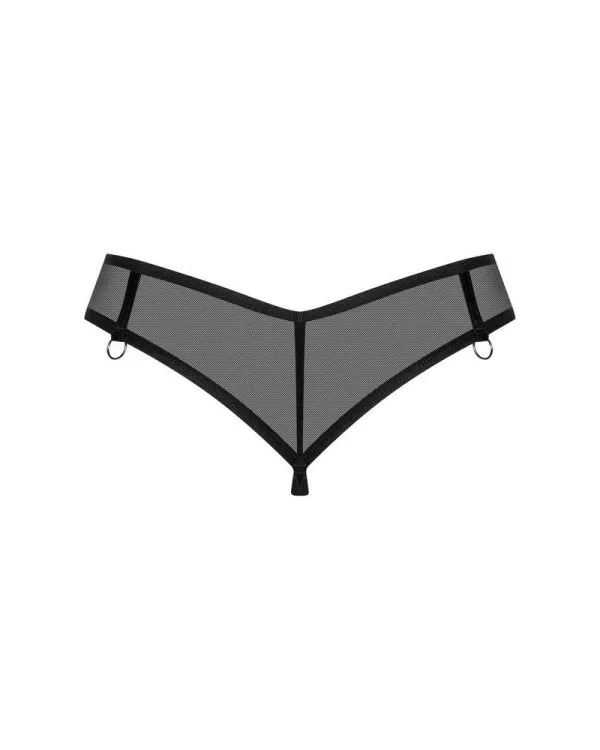 Obsessive Glandez - Transparenter String mit Silber-Detail und dekorativen Ringen schwarz XL/2XL Obsessive Glandez - Transparenter String mit Silber-Detail und dekorativen Ringen schwarz XL/2XL