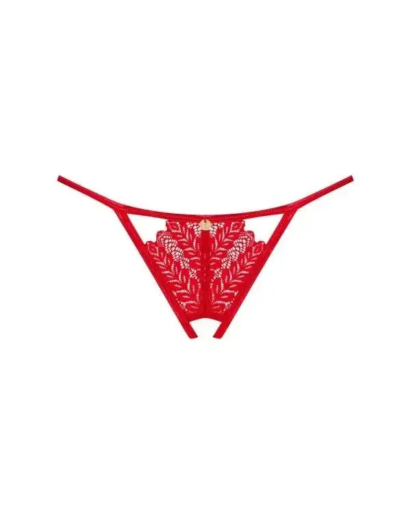 Obsessive Ingridia - Verführerischer String ouvert aus roter Spitze rot XS/S