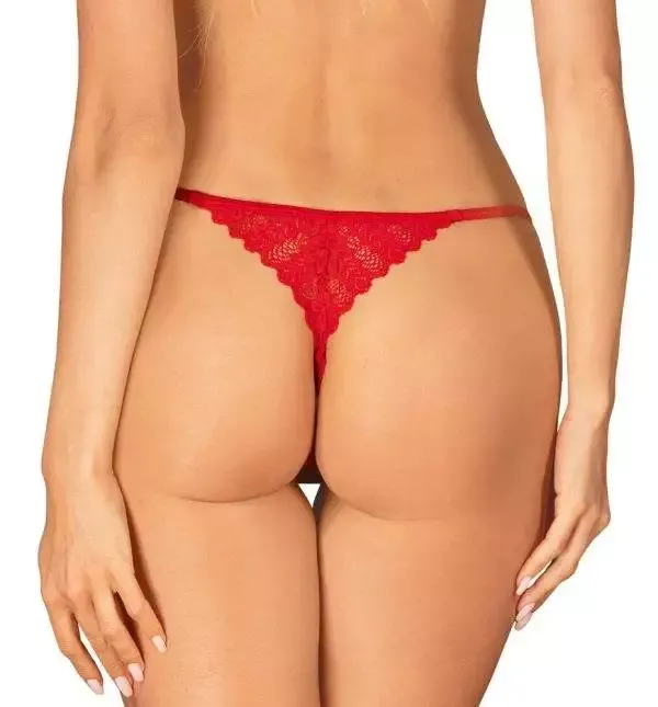 Obsessive Ingridia - Verführerischer String ouvert aus roter Spitze rot XS/S