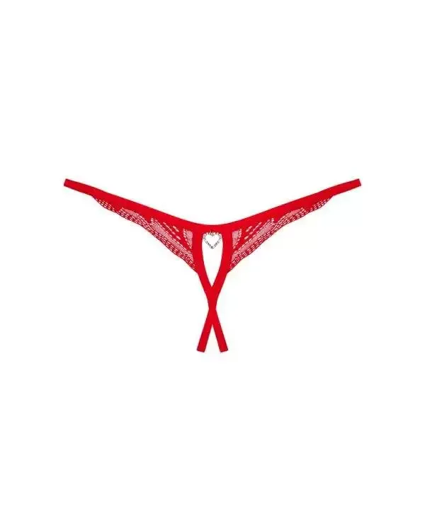 Obsessive Chilisa String - Ouvert Spitzen-Tanga mit Cut-outs rot XS/S Obsessive Chilisa String - Ouvert Spitzen-Tanga mit Cut-outs rot XS/S