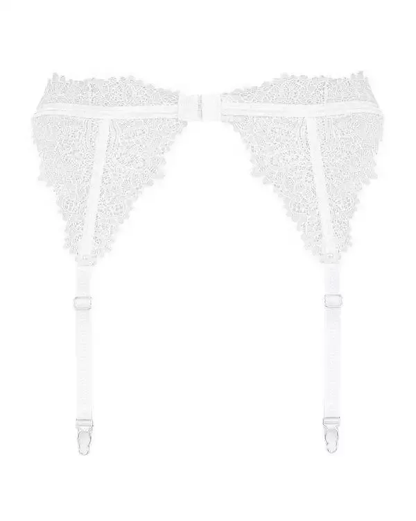 Obsessive Bianelle - Weißer Strapsgurt mit Wimpernspitze weiß L/XL Obsessive Bianelle - Weißer Strapsgurt mit Wimpernspitze weiß L/XL
