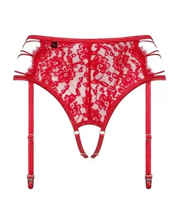 Obsessive Rediosa - Offener Straps-String aus Spitze rot L/XL
