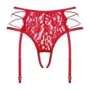 Obsessive Rediosa - Offener Straps-String aus Spitze rot L/XL Obsessive Rediosa - Offener Straps-String aus Spitze rot L/XL – Bild 4